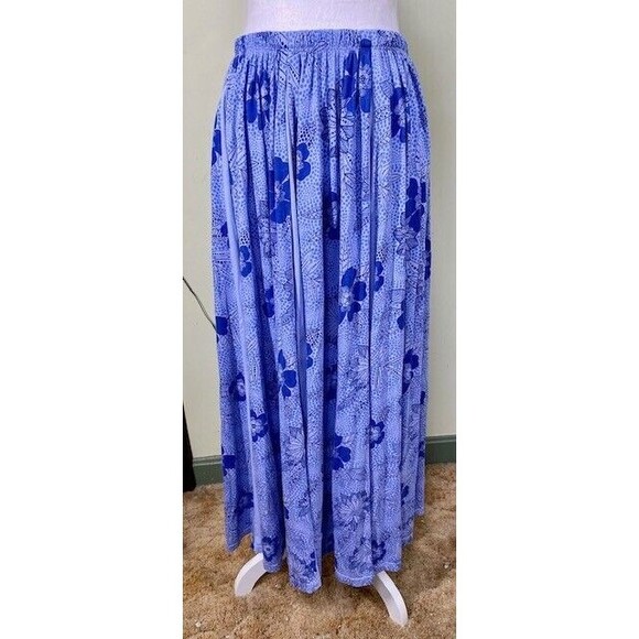 Vintage Prairie Cotton Women's Size M Blue Floral Bohemian Cottage Maxi Skirt - Picture 1 of 6